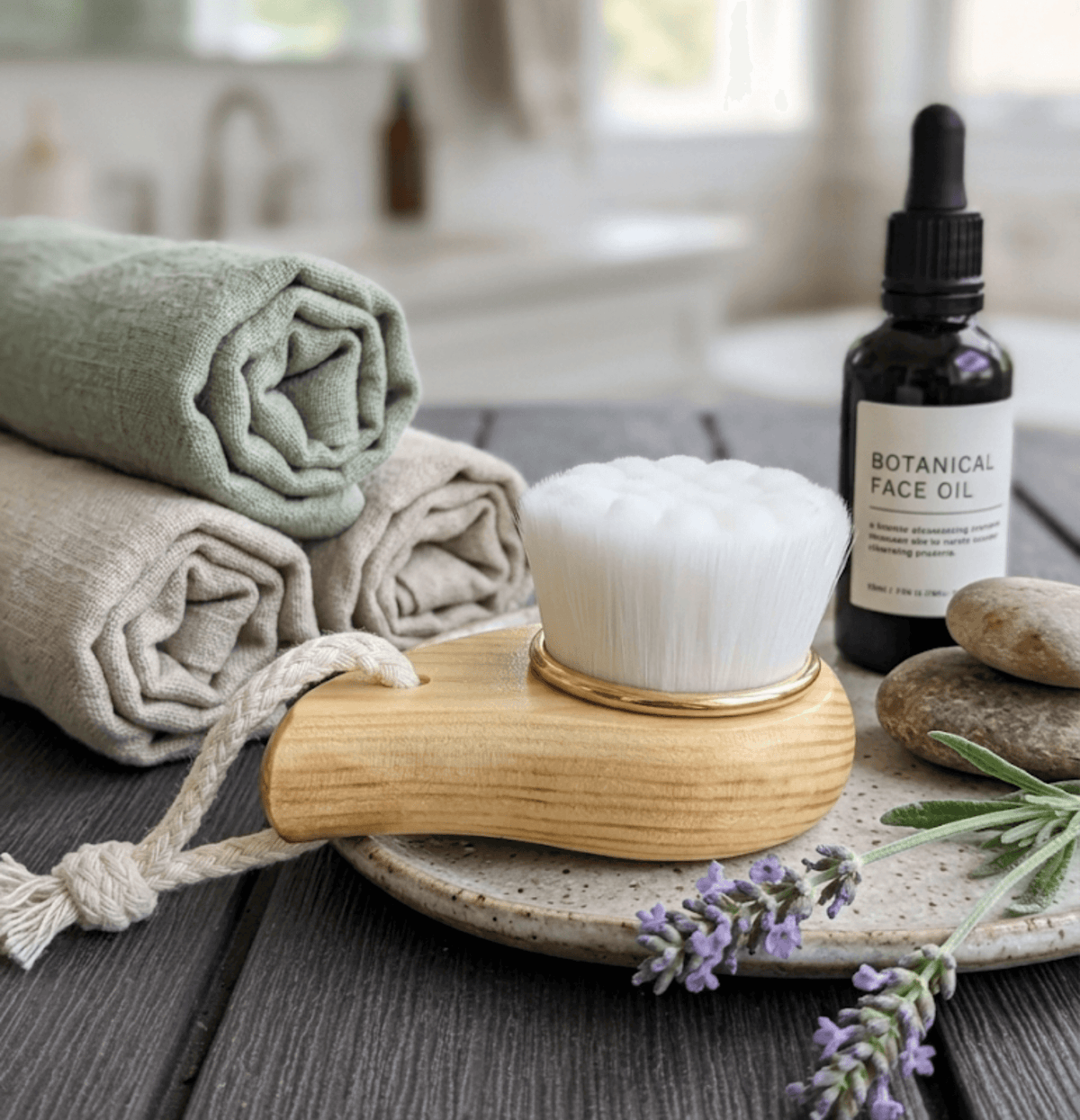 Facial Brush with Bamboo Handle