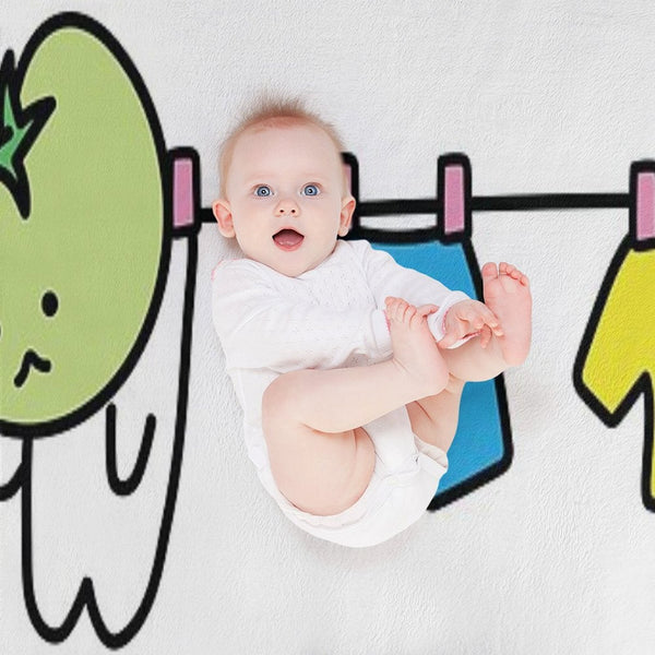 Kawaii Green Tomato Mascot No. 8 Wrinkle-free Throw Blanket