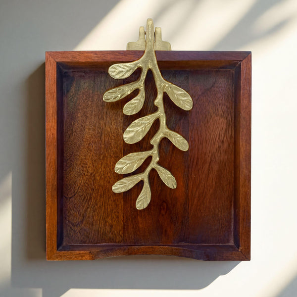 Wooden Napkin Holder – Gold, Weighted Metal Arm