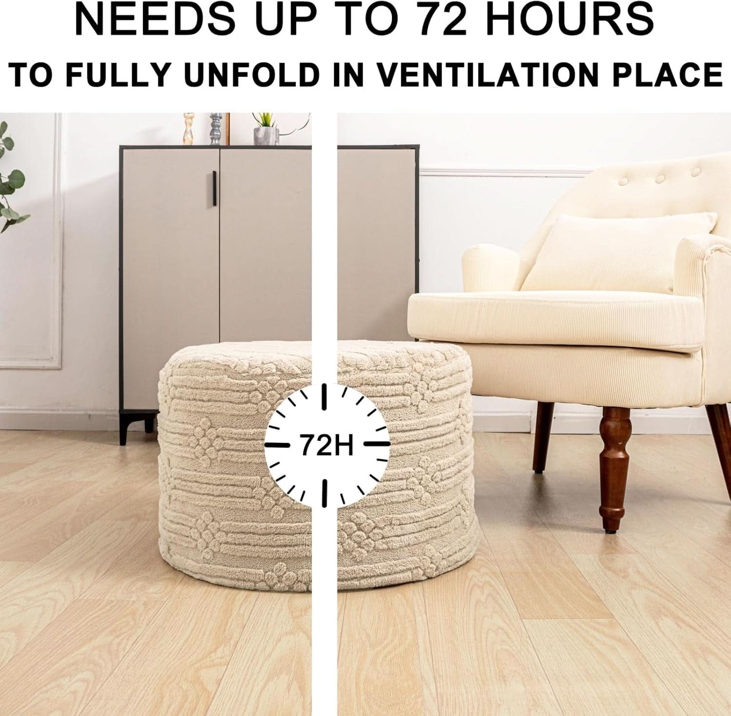 Ultra Plush Floor Pouf Ottoman Foot Rest Light Coffee