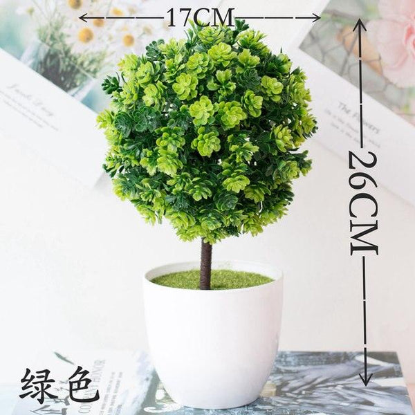 Fake Flowers Potted Ornaments 15x26cm Small Tree Potted Home Hotel Garden Decor Bonsai Artificial Home Decor