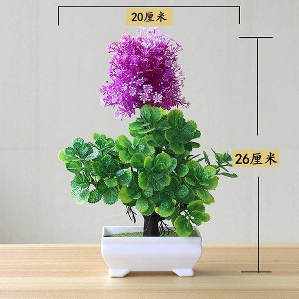 Fake Flowers Potted Ornaments 15x26cm Small Tree Potted Home Hotel Garden Decor Bonsai Artificial Home Decor