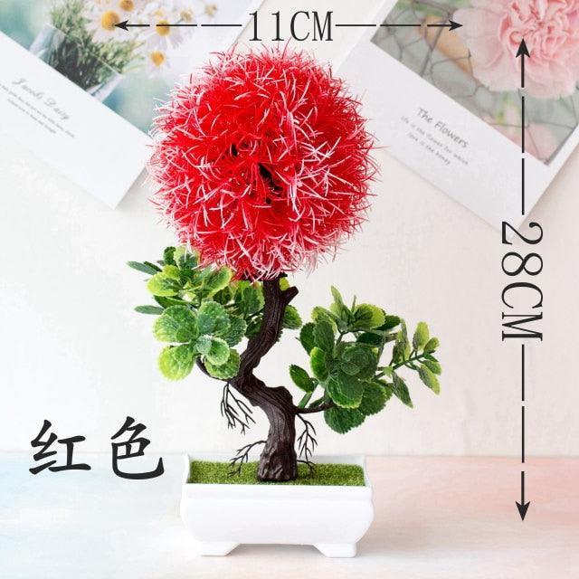 Fake Flowers Potted Ornaments 15x26cm Small Tree Potted Home Hotel Garden Decor Bonsai Artificial Home Decor