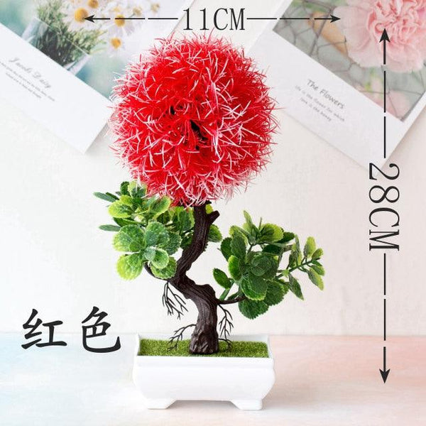 Fake Flowers Potted Ornaments 15x26cm Small Tree Potted Home Hotel Garden Decor Bonsai Artificial Home Decor