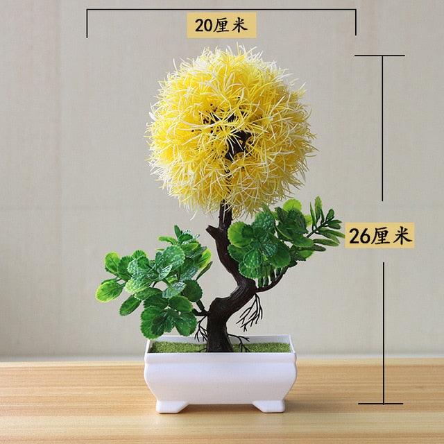 Fake Flowers Potted Ornaments 15x26cm Small Tree Potted Home Hotel Garden Decor Bonsai Artificial Home Decor