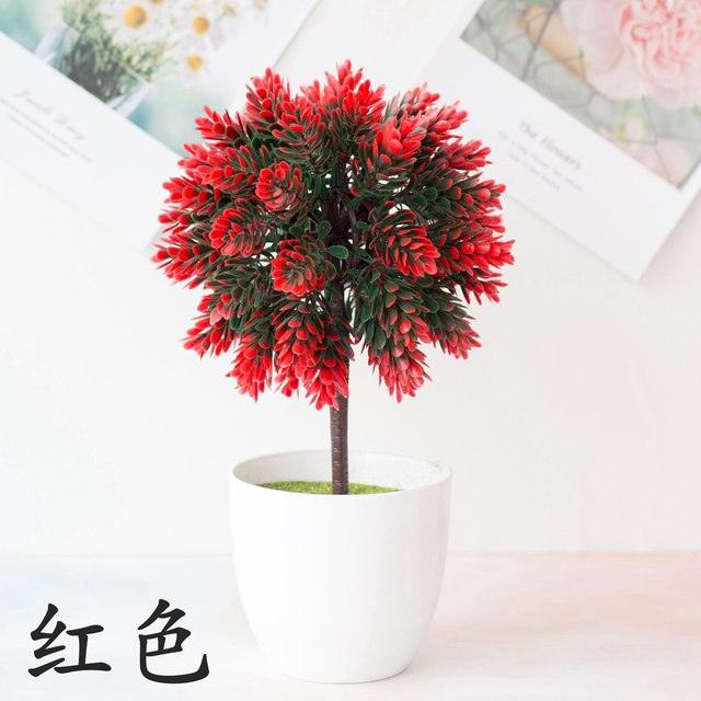 Fake Flowers Potted Ornaments 15x26cm Small Tree Potted Home Hotel Garden Decor Bonsai Artificial Home Decor