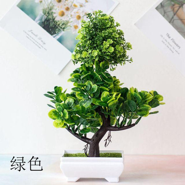 Fake Flowers Potted Ornaments 15x26cm Small Tree Potted Home Hotel Garden Decor Bonsai Artificial Home Decor