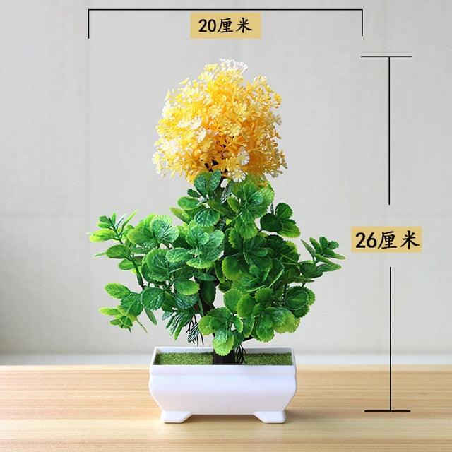 Fake Flowers Potted Ornaments 15x26cm Small Tree Potted Home Hotel Garden Decor Bonsai Artificial Home Decor