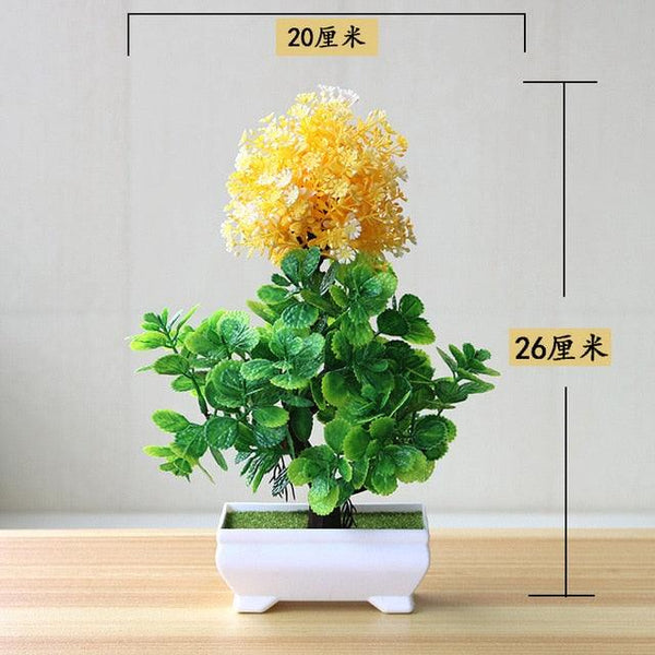 Fake Flowers Potted Ornaments 15x26cm Small Tree Potted Home Hotel Garden Decor Bonsai Artificial Home Decor