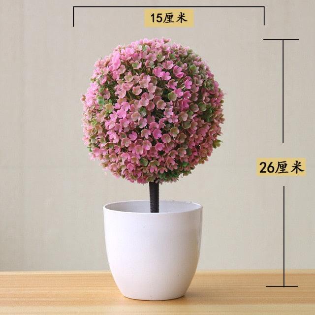 Fake Flowers Potted Ornaments 15x26cm Small Tree Potted Home Hotel Garden Decor Bonsai Artificial Home Decor