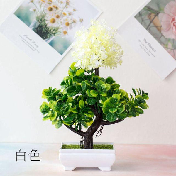 Fake Flowers Potted Ornaments 15x26cm Small Tree Potted Home Hotel Garden Decor Bonsai Artificial Home Decor