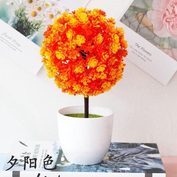 Fake Flowers Potted Ornaments 15x26cm Small Tree Potted Home Hotel Garden Decor Bonsai Artificial Home Decor