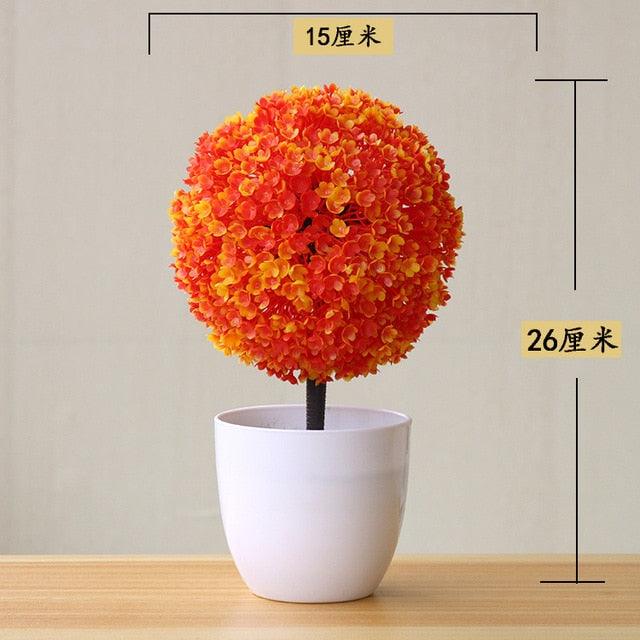 Fake Flowers Potted Ornaments 15x26cm Small Tree Potted Home Hotel Garden Decor Bonsai Artificial Home Decor
