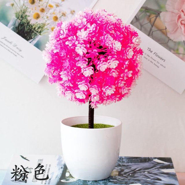 Fake Flowers Potted Ornaments 15x26cm Small Tree Potted Home Hotel Garden Decor Bonsai Artificial Home Decor