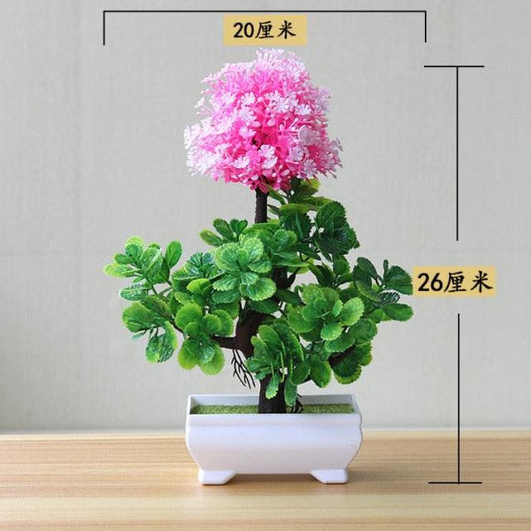 Fake Flowers Potted Ornaments 15x26cm Small Tree Potted Home Hotel Garden Decor Bonsai Artificial Home Decor