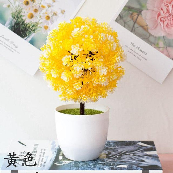 Fake Flowers Potted Ornaments 15x26cm Small Tree Potted Home Hotel Garden Decor Bonsai Artificial Home Decor