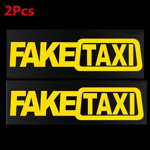 Fake Taxi Sticker Decal Funny Vinyl Car Bumper Funny FAKE TAXI Car Auto Sticker Fake Taxi Decal Self Adhesive Vinyl Universal Car Fake Taxi Reflective Window Vehicle Body Sticker Decal Auto Accessories