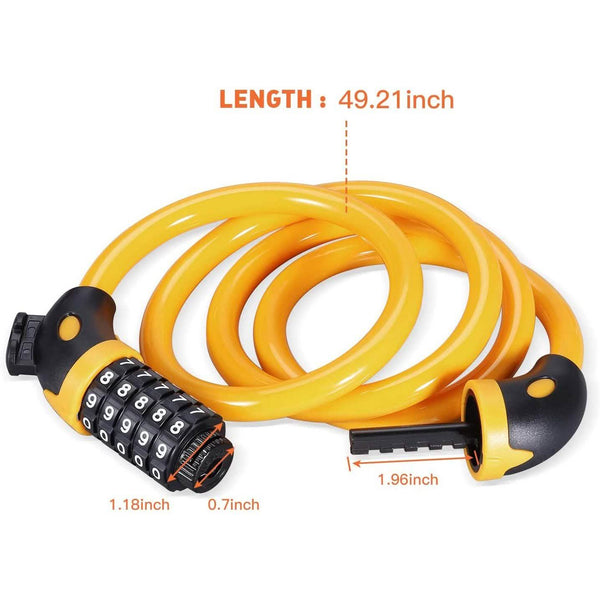 Famistar 4 Feet 5 Digit Resettable Combination Coiling Bike Chain Lock