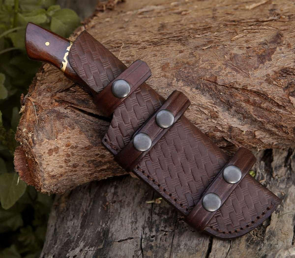 Fang Damascus Camp Knife with Rose Wood Handle - Gifts for You 'n Me