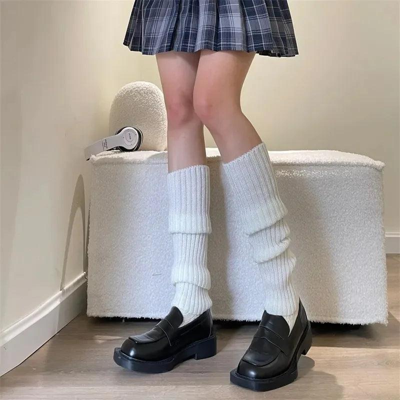Women's Y2K Knit Leg Warmers 1 Pair — Crochet Boot Cuffs, 40/50/70 cm (15.7/19.7/27.6 in) — Black White