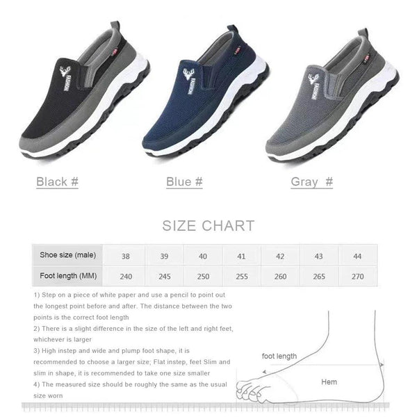 Men's Orthopedic Breathable Slip-On Travel Shoes Non-Slip Comfortable Walking and Hiking Sneakers