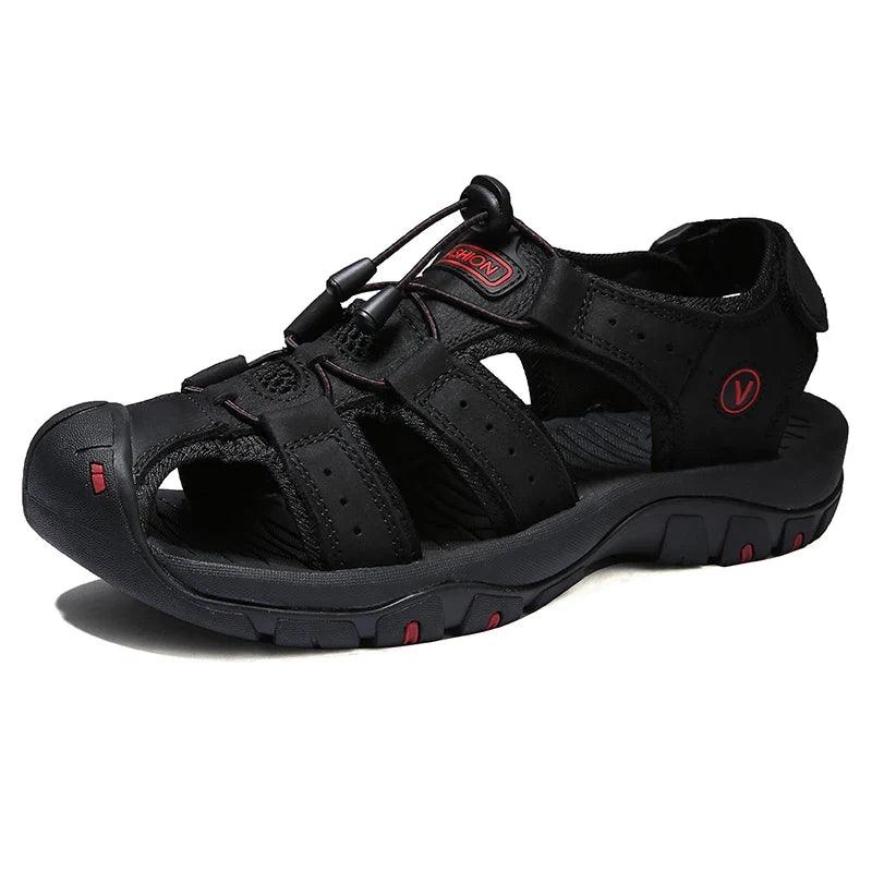 Men's Leather Sandals Breathable Casual Outdoor Beach Slip-On Roman Style