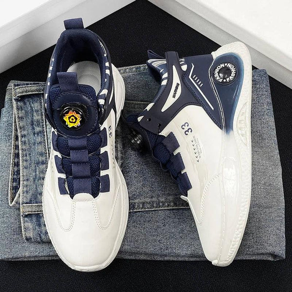 Men's Rotating Buckle Sneakers – Non-Slip Lace-Up Casual Outdoor Sports Shoes
