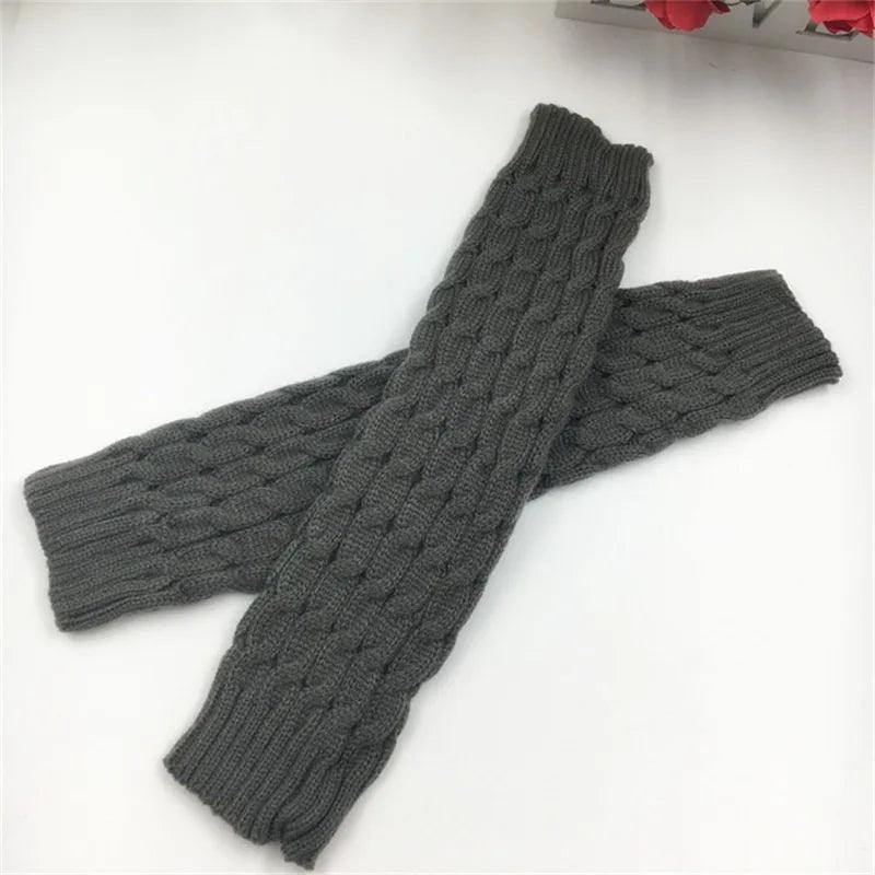 Women's Knit Leg Warmers 40 cm (15.7 in) Long Crochet Boot Cuffs Autumn Winter Black White