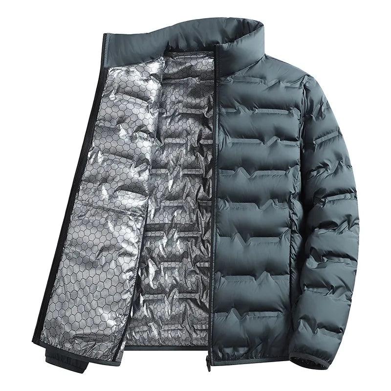 Men's Winter Down Jacket Warm Windproof Hiking Coat Thickened Casual Stand Collar Outerwear