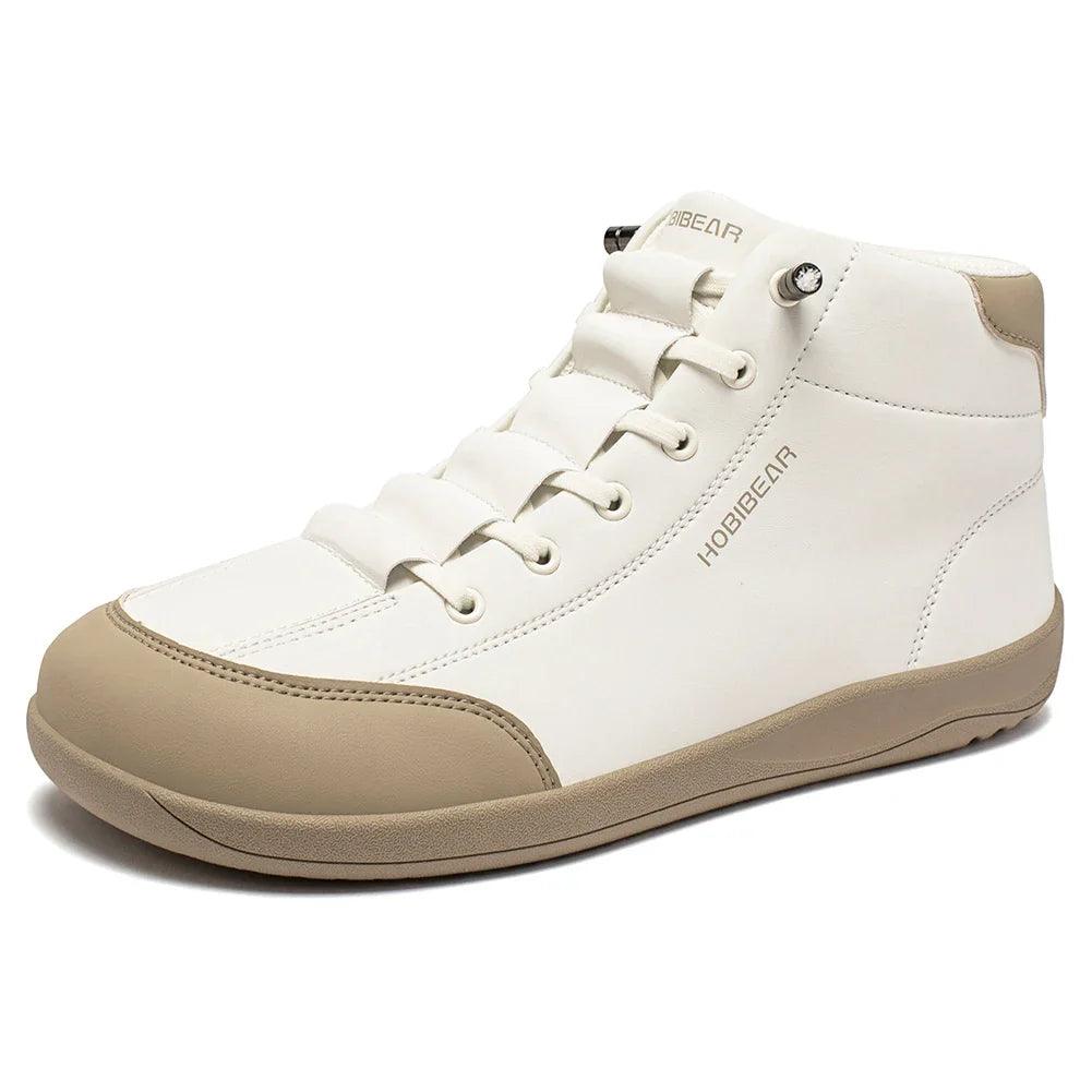 Mid-Top Barefoot Ankle Boots Wide-Toe Zero-Drop Non-Slip Artificial Leather Shoes