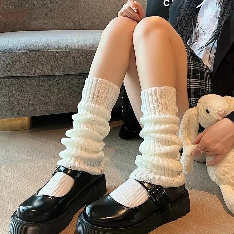 1 Pair Knit Bubble Leg Warmers JK Lolita Y2K Punk Gothic Crochet Boot Cuffs – 40/50/70 cm (15.7/19.7/27.6 in)