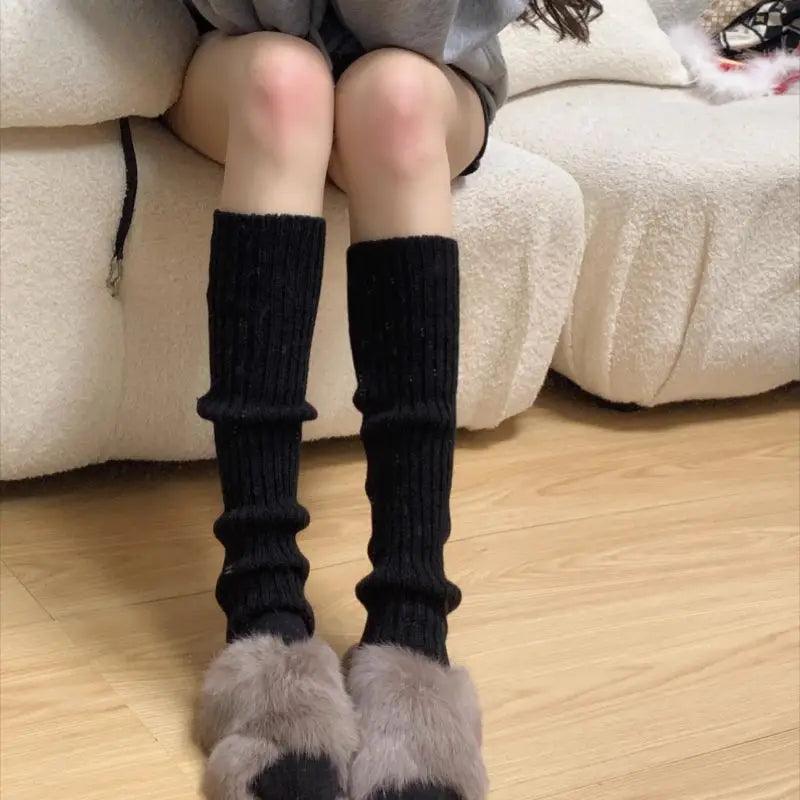 1 Pair Knit Bubble Leg Warmers JK Lolita Y2K Punk Gothic Crochet Boot Cuffs – 40/50/70 cm (15.7/19.7/27.6 in)