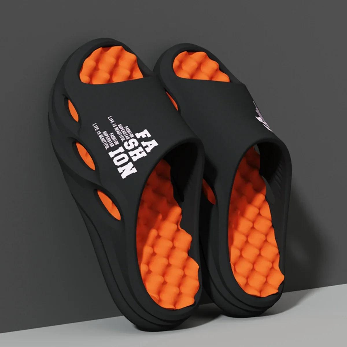 Men's Massage Slide Sandals Thick Sole Non-Slip Indoor Outdoor Shower & Beach Slides