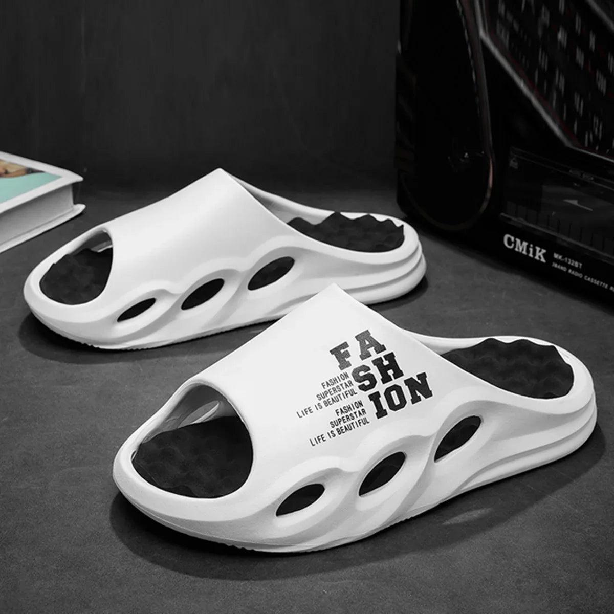 Men's Massage Slide Sandals Thick Sole Non-Slip Indoor Outdoor Shower & Beach Slides