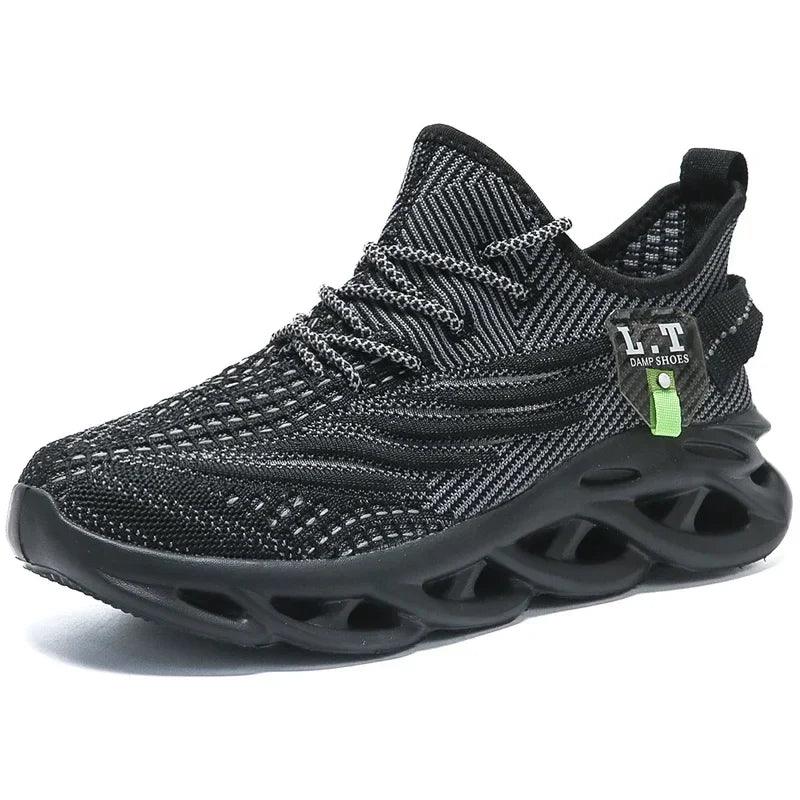 Lightweight Breathable Running Sneakers - Black Casual Jogging Shoes for Men & Women, Shock-Absorption Outdoor Trainers