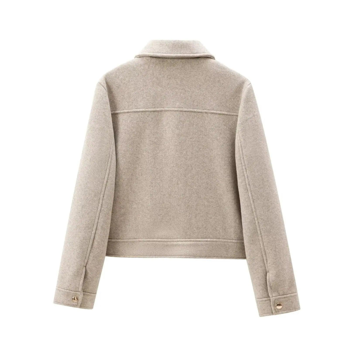 Women's Zipper Jacket - Short Winter Coat with Pockets, Long Sleeve Casual Street Outerwear