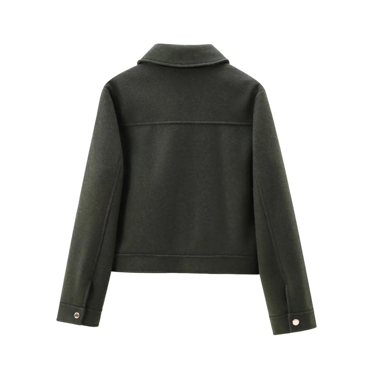 Women's Zipper Jacket - Short Winter Coat with Pockets, Long Sleeve Casual Street Outerwear