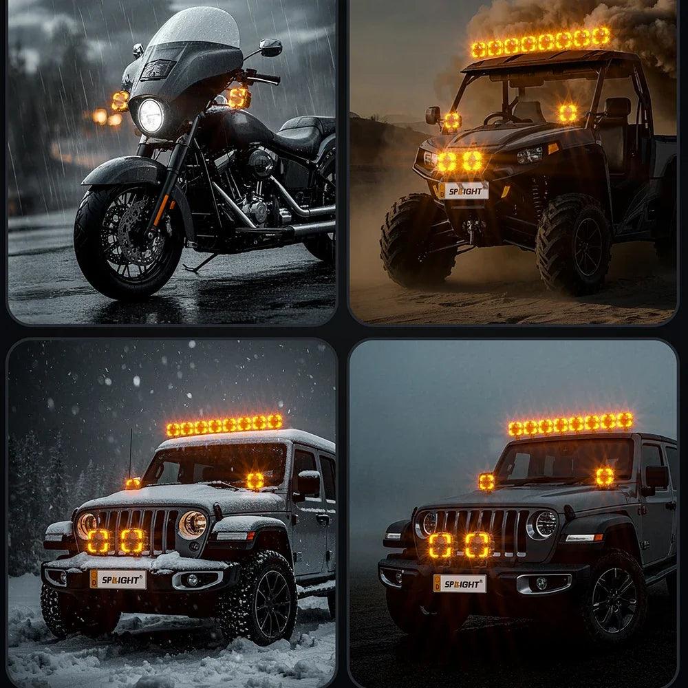 60W 6000LM LED Work Light Bar 12V (9–32V) White & Amber DRL – Off-Road Driving Light for Truck SUV ATV Motorcycle