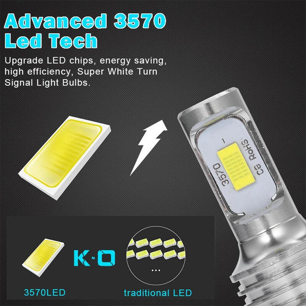 2-Pack CSP LED Headlight Bulbs H1 H4 H7 H8 H9 H11 9005 9006 (HB3/HB4) Super Bright DRL Fog Lamp - 6000K White / 3000K Yellow / 12000K Blue
