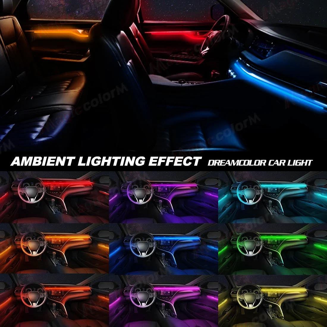 Car Interior Ambient LED Strip 110cm (43.3in), Universal DIY Flexible Cuttable Acrylic Lighting