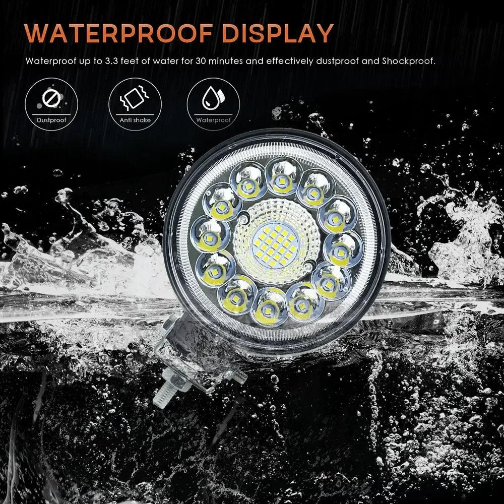 4-Inch (10 cm) LED Work Light - 99W & 123W Round/Square Off-Road Spot Flood Fog Lamp, 12-36V, IP67 - 1/2/4-Pack