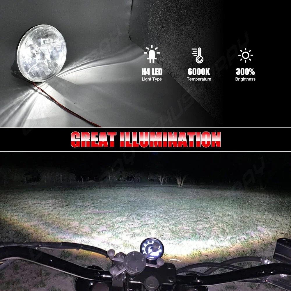 7-Inch (178 mm) Round LED Headlight Pair - 12V H4 6500K 20,000 lm Plug and Play