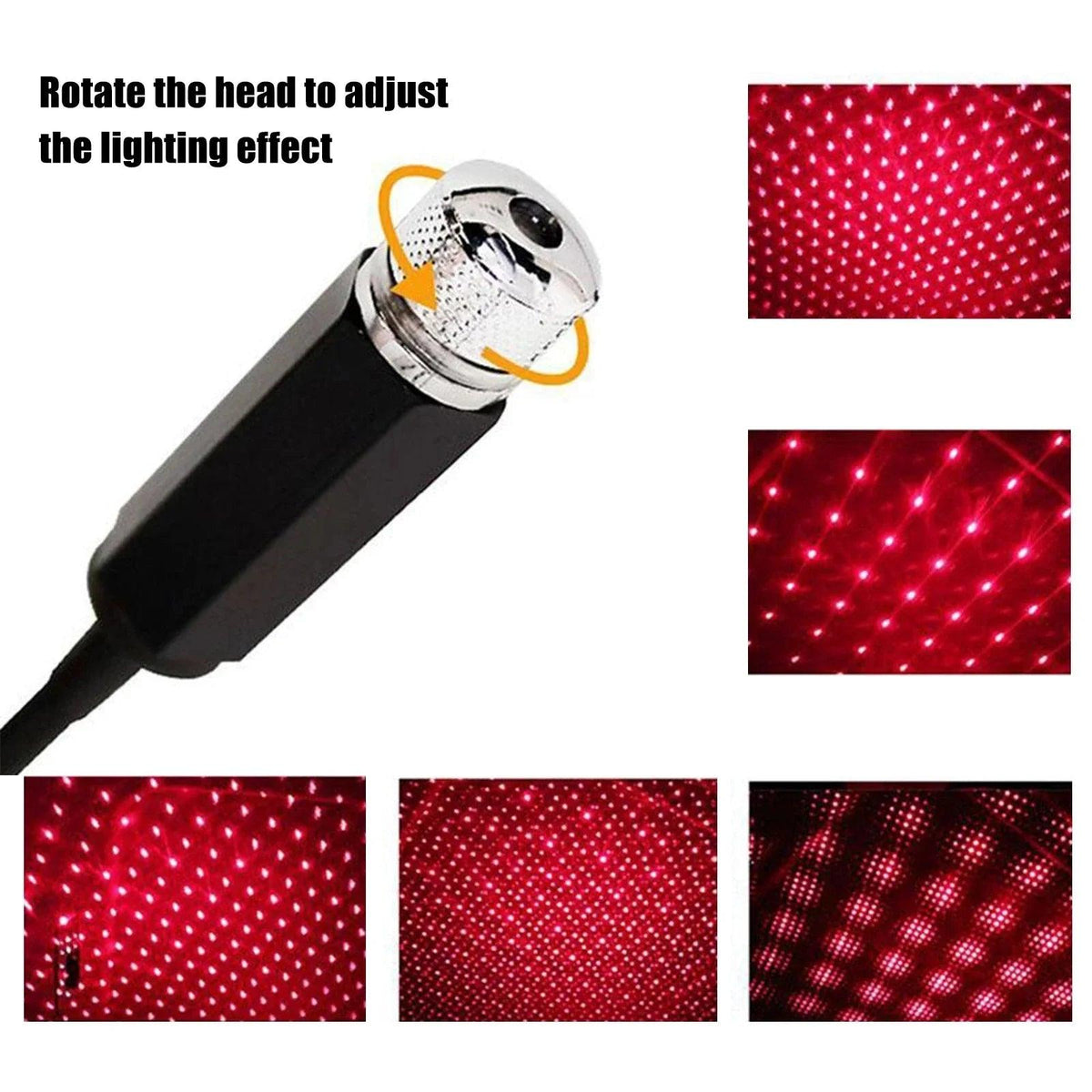 Adjustable LED Car Star Projector Roof Light - USB Romantic Galaxy Atmosphere Night Lamp