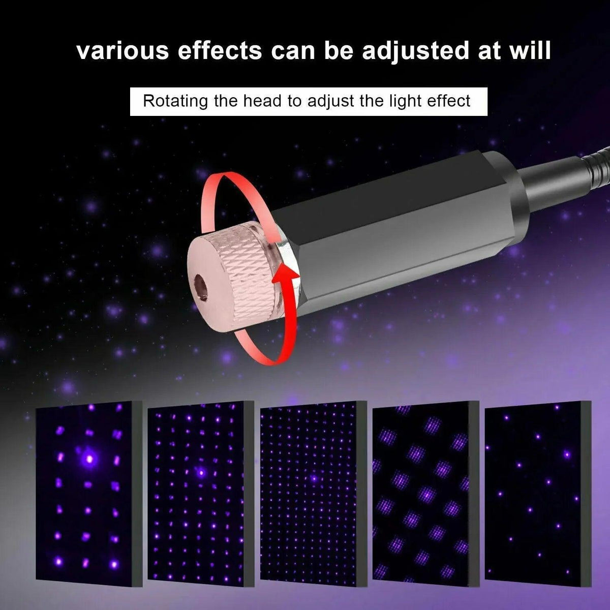 Adjustable LED Car Star Projector Roof Light - USB Romantic Galaxy Atmosphere Night Lamp
