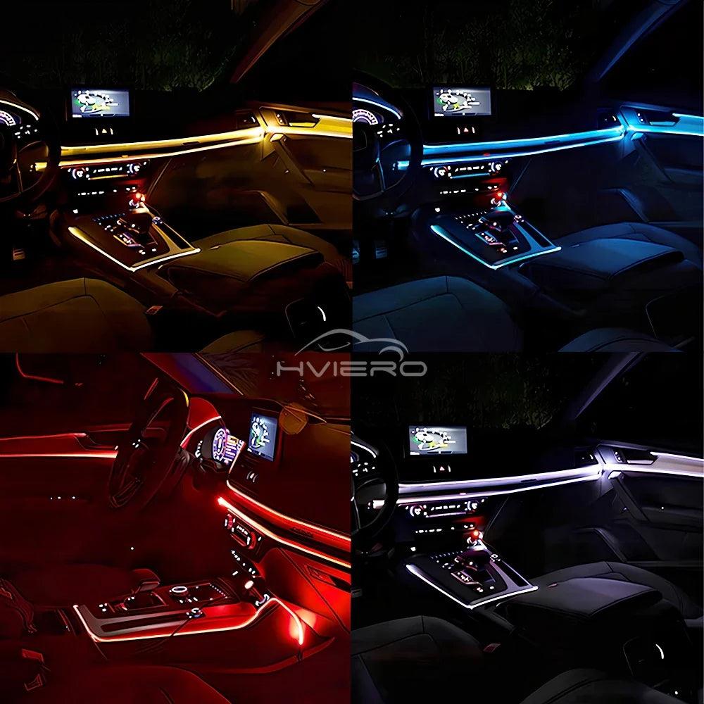 Car Interior LED Strip Light 1/2/3/5M – Flexible Neon Rope USB & 12V Ambient Door Dashboard Lighting