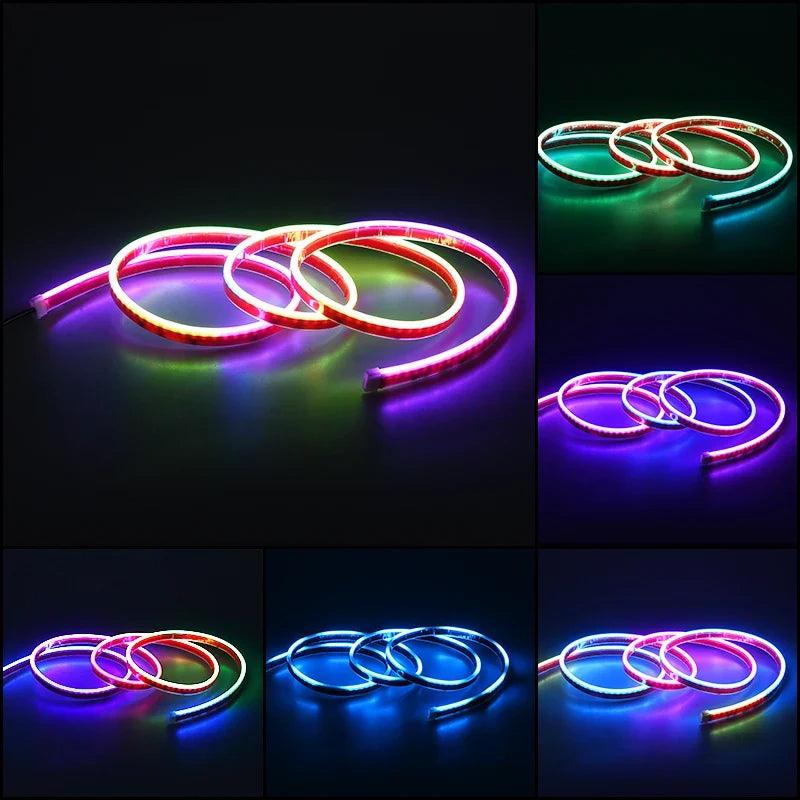 12V RGB LED Hood Strip Daytime Running Lights – APP Controlled Neon Running Lights with Streaming Turn Signal
