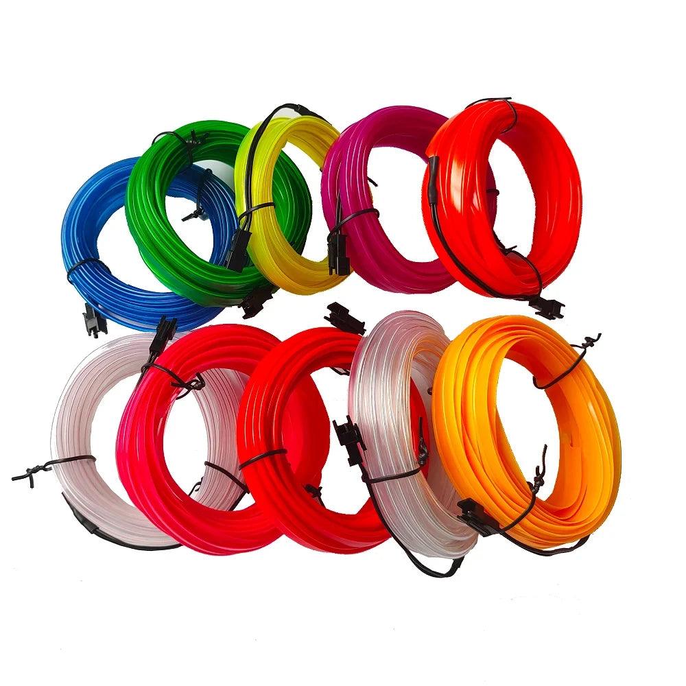 Car Interior LED EL Neon Strip - Flexible Ambient Auto Light for DIY 1/3/5/10M (3.3/9.8/16.4/32.8 ft)
