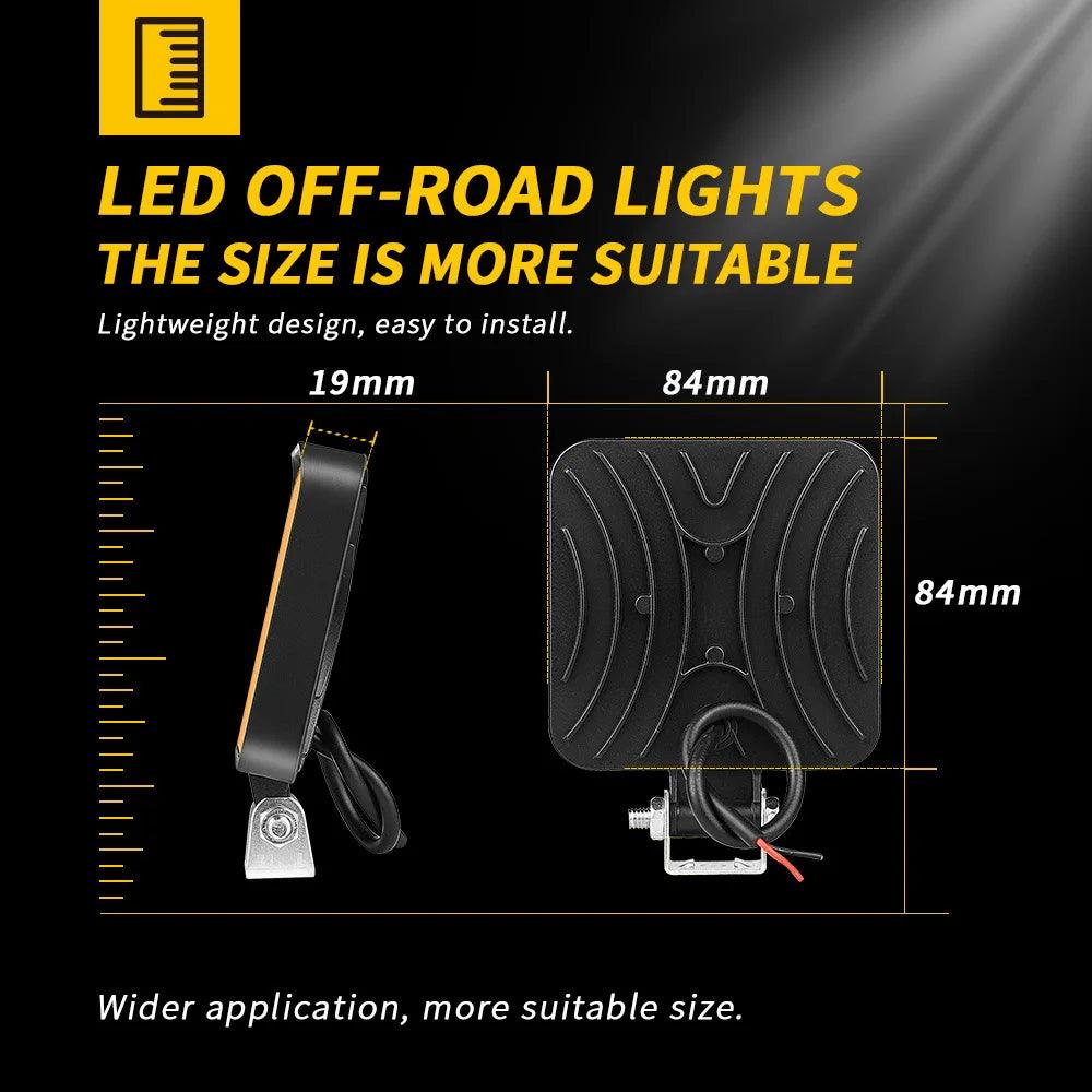 48W 12V LED Work Light 1200LM Spot Beam IP65 Off-Road Light for Jeep Truck SUV ATV