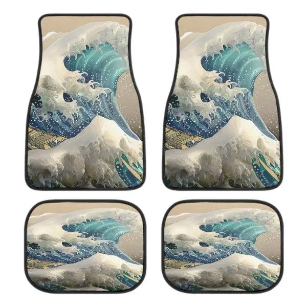 Great Wave Off Kanagawa 4-Piece All-Weather Car Floor Mats - Universal Fit for SUVs, Sedans, Trucks