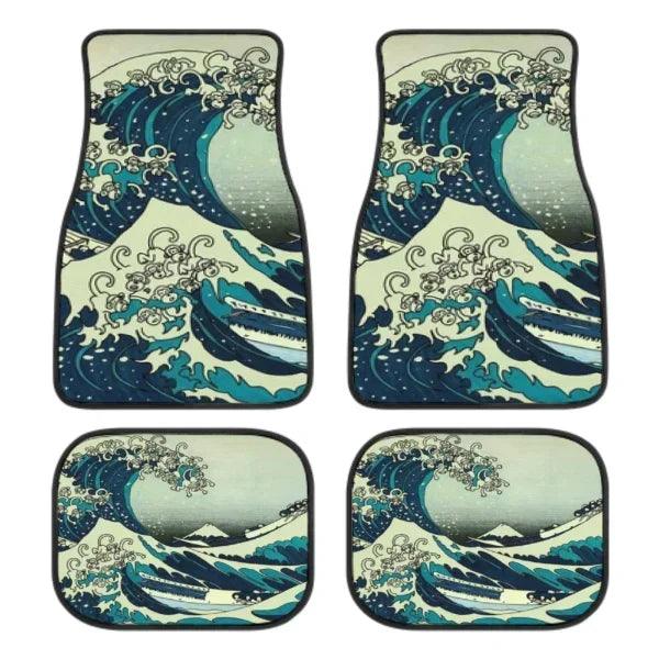 Great Wave Off Kanagawa 4-Piece All-Weather Car Floor Mats - Universal Fit for SUVs, Sedans, Trucks
